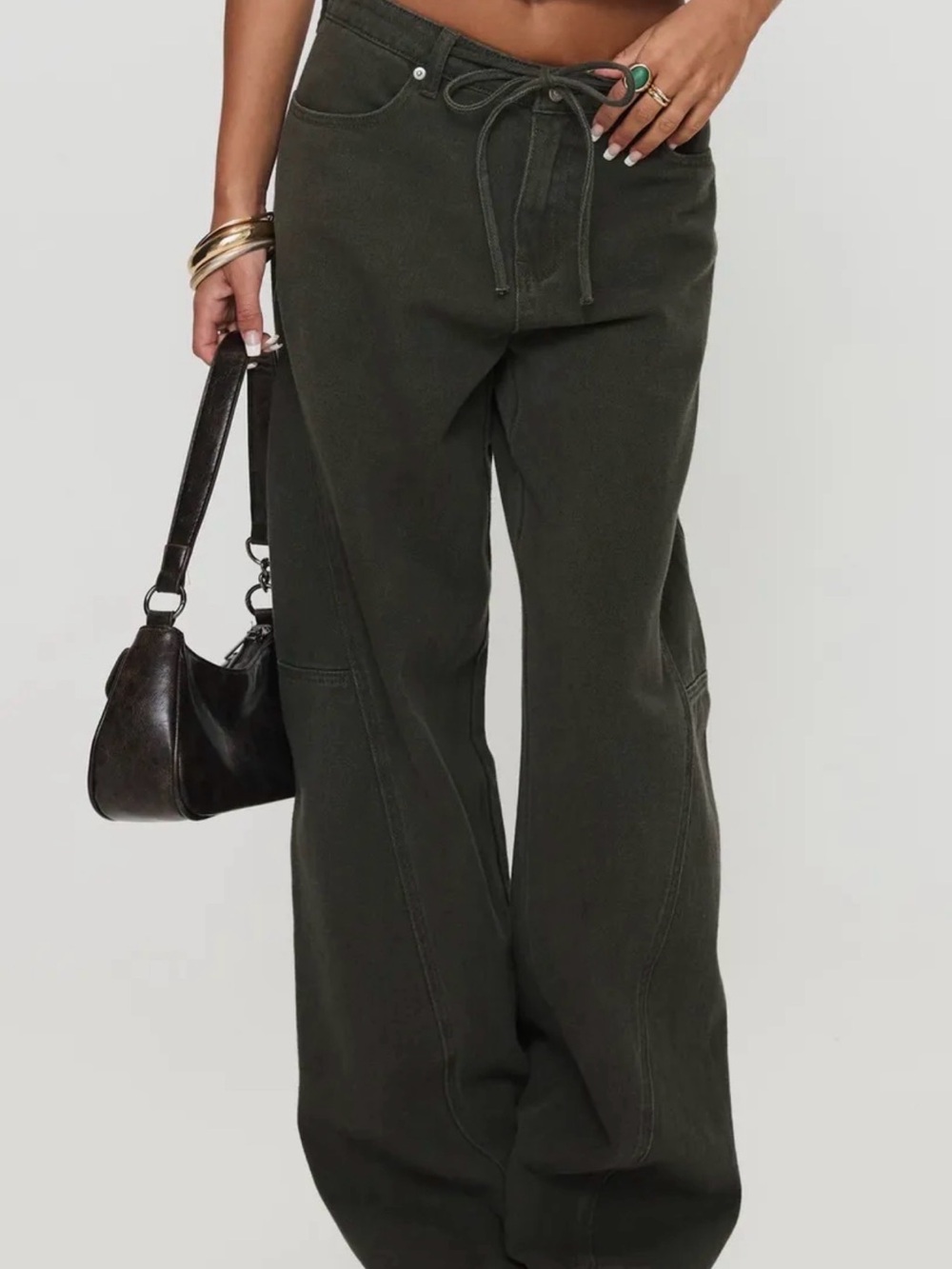 Princess Polly Mid-Rise Wide-Leg Drawstring Jeans